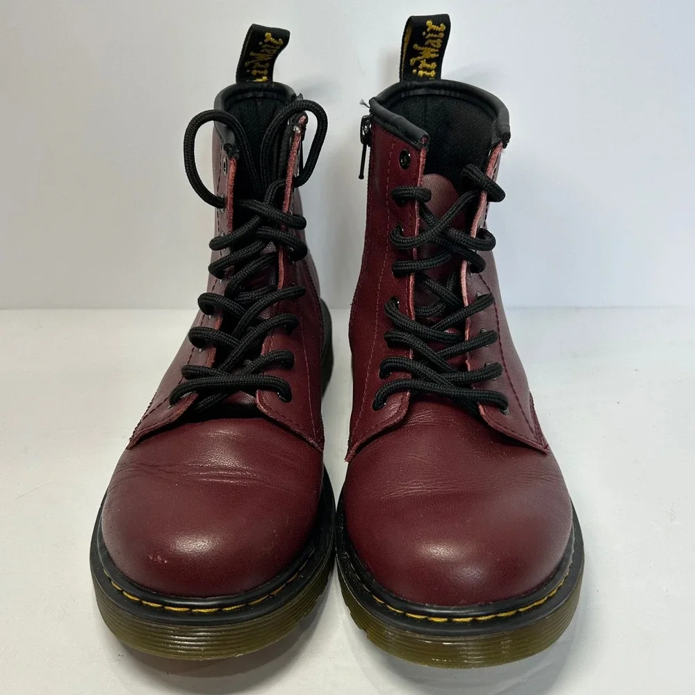 Dr. Martens Junior Burgundy Cherry Red Leather Side Zip Boots Men's 4 Women's 5